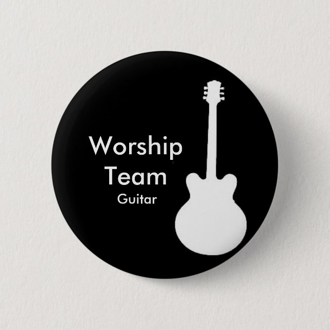 Badge Rond 5 Cm WorshipTeam, insigne de guitare (Devant)