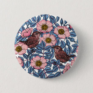 Badge Rond 5 Cm Wrens en rose