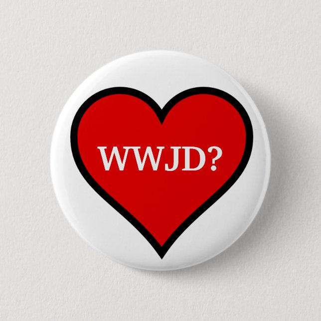 Badge Rond 5 Cm WWJD Heart (Devant)