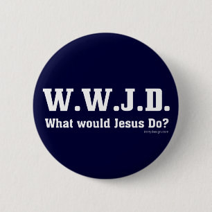 Badge Rond 5 Cm WWJD ? Que Jésus ferait-il ?