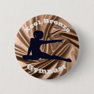 Badge Rond 5 Cm Xcel Bronze Gymnaste - Bouton Gymnastique Filles