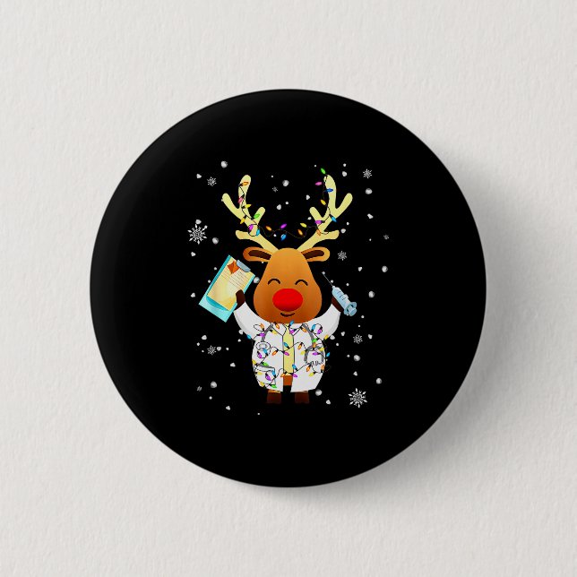 Badge Rond 5 Cm Xmas Reindeer Doctor Reindeer Lover Funny Christma (Devant)
