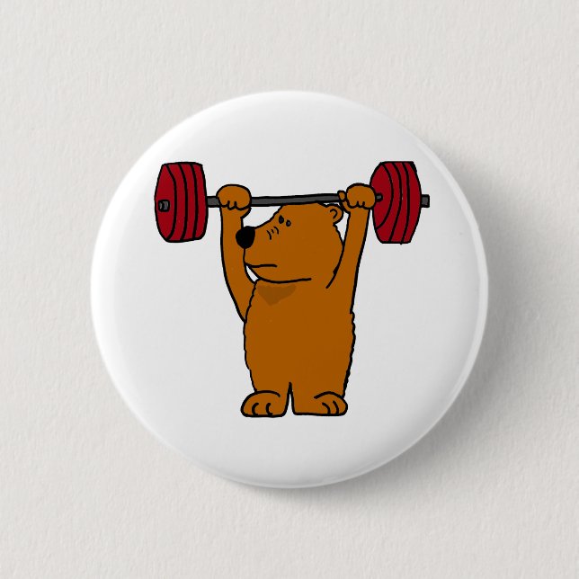Badge Rond 5 Cm XX haltérophilie drôle d'ours Brown (Devant)