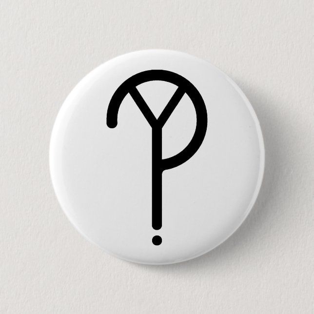 Badge Rond 5 Cm Y noir ? Symbole sur le blanc (Devant)