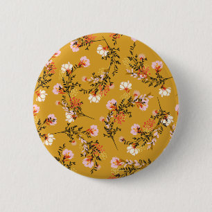 Badge Rond 5 Cm Yellow background flowers