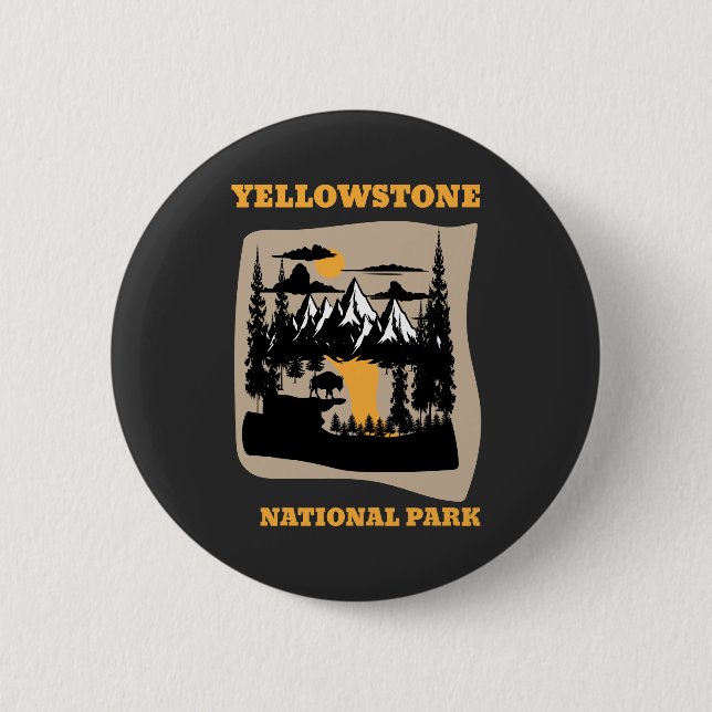Badge Rond 5 Cm yellow stone national park (Devant)
