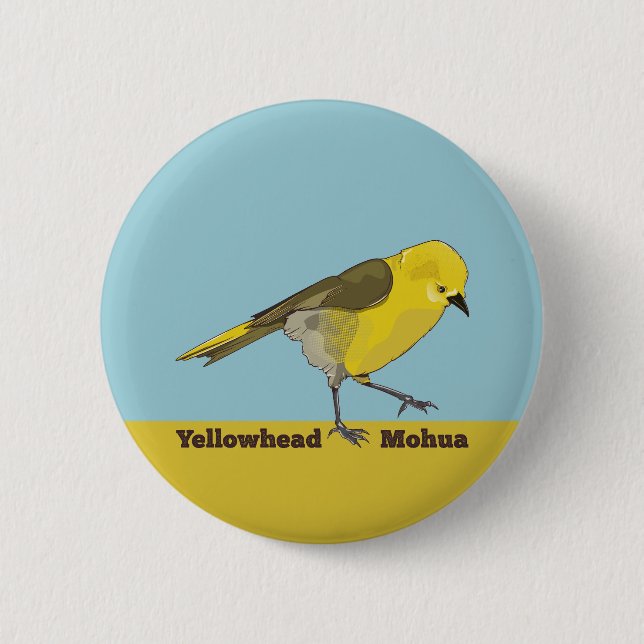 Badge Rond 5 Cm Yellowhead Mohua (Devant)