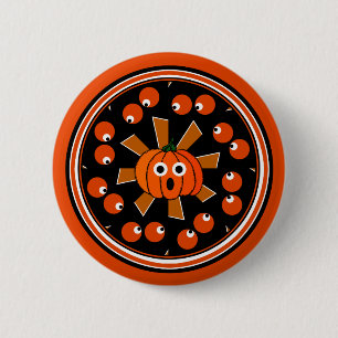 Badge Rond 5 Cm Yeux Citrouilles à étoile