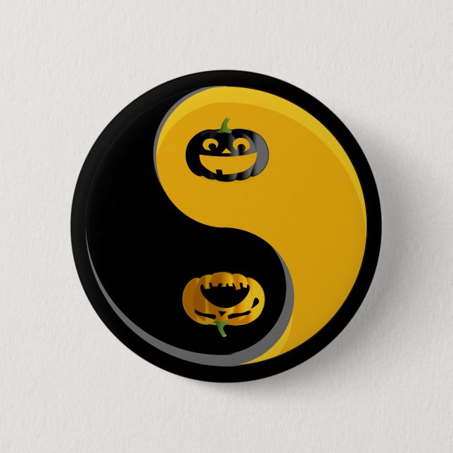 Badge Rond 5 Cm Yin Yang Citrouilles (Devant)