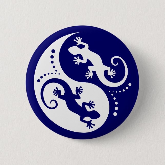 Badge Rond 5 Cm YIN & YANG Geckos white + votre idée (Devant)