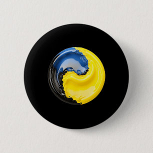 Badge Rond 5 Cm Yin Yang Ukraine Bleu Et Jaune