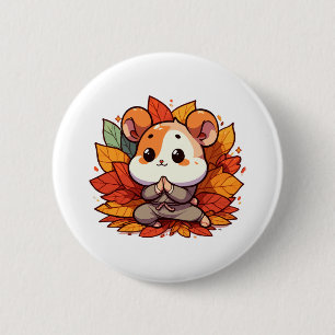 Badge Rond 5 Cm Yoga de hamster automnal kawaii