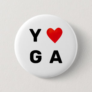 Badge Rond 5 Cm Yoga Moderne Cœur