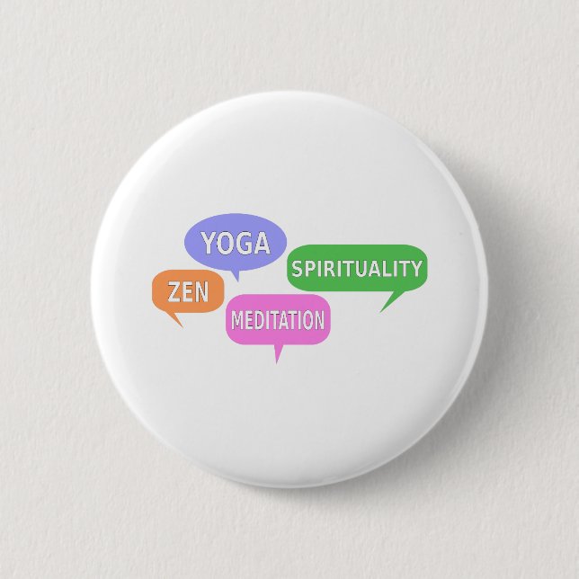 Badge Rond 5 Cm Yoga Spiritualité Zen Méditation Discours Bulles (Devant)