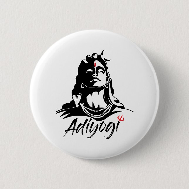 Badge Rond 5 Cm Yogi Shiva Mahadev Aum d'Adiyogi ou d'Adhi indou (Devant)