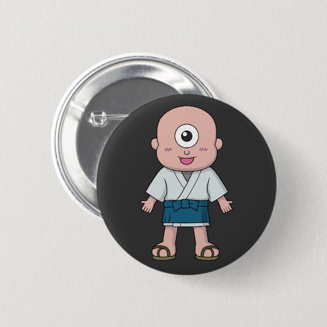 Badge Rond 5 Cm Yokai Hitotsume-kozou (Enfant à un oeil) (Devant & derrière)