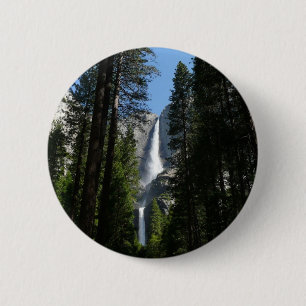 Badge Rond 5 Cm Yosemite Falls and Woods Landscape Photography