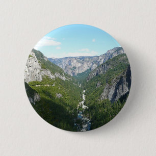 Badge Rond 5 Cm Yosemite Valley dans le parc national de Yosemite