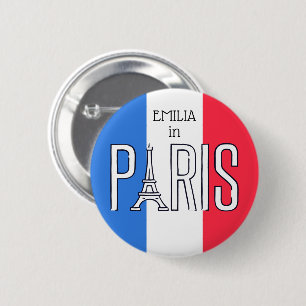 Badge Rond 5 Cm [your name] in Paris - Eiffel Tower typography