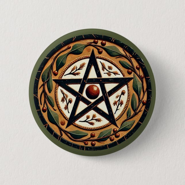 Badge Rond 5 Cm Yule Pentacle (Devant)