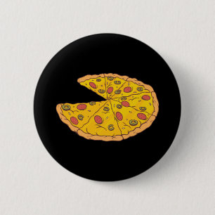 Badge Rond 5 Cm Yummy en découpe de pizza dessin