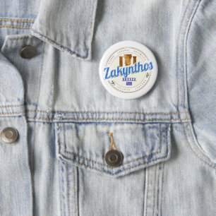Badge Rond 5 Cm Zakynthos Ile Grèce Vacances Souvenir Vintage
