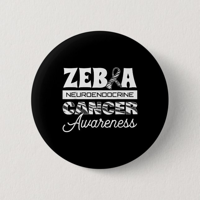 Badge Rond 5 Cm Zebra Neuroendocrine Cancer Sensibilisation Ruban  (Devant)