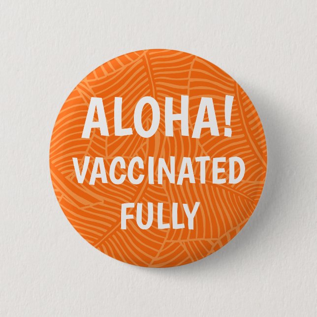 Badge Rond 5 Cm Zebra Palm Hawaiian Aloha Vacciné Orange (Devant)