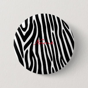 Badge Rond 5 Cm Zebra Stripes Motif Thunder_Cove