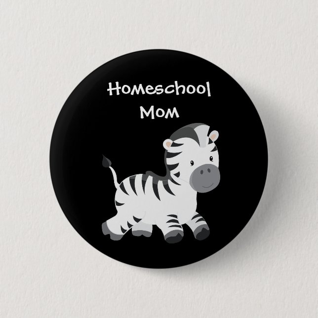 Badge Rond 5 Cm Zebra thème Homeschool Maman (Devant)