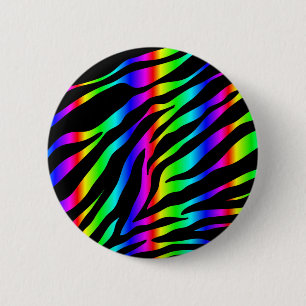 Badge Rond 5 Cm zèbre arc-en-ciel