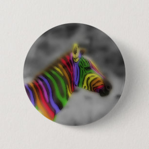 Badge Rond 5 Cm Zèbre d'arc-en-ciel