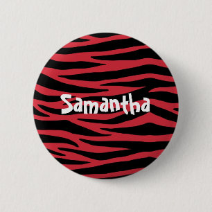 Badge Rond 5 Cm Zèbre noir et rouge