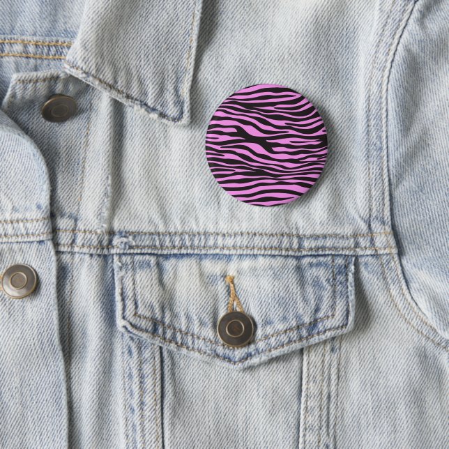 Badge Rond 5 Cm Zèbre, Zèbre, Zèbre rose, Jungle (En situation)