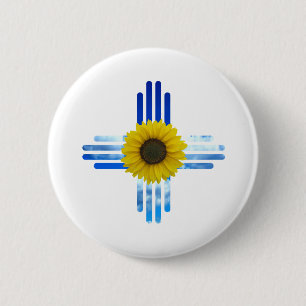 Badge Rond 5 Cm Zia Sky et Sunflower