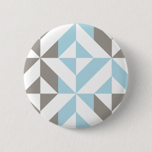 Badge Rond 5 Cm ZigZag géométrique bleu et argent
