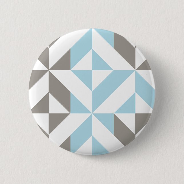 Badge Rond 5 Cm ZigZag géométrique bleu et argent (Devant)