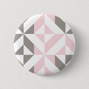 Badge Rond 5 Cm ZigZag géométrique rose et argent