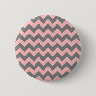 Badge Rond 5 Cm Zigzag rose et gris