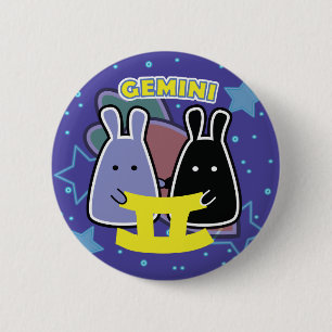 BADGE ROND 5 CM ZODIAQUE - GÉMEAUX