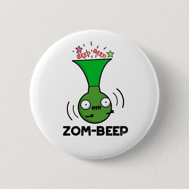 Badge Rond 5 Cm Zom-beep Drôle Halloween Zombie Honker Pun (Devant)