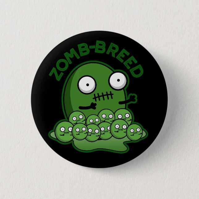 Badge Rond 5 Cm Zom-breed Funny Zombie Breed Pun Dark BG (Devant)