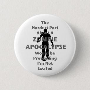 Badge Rond 5 Cm Zombi excité