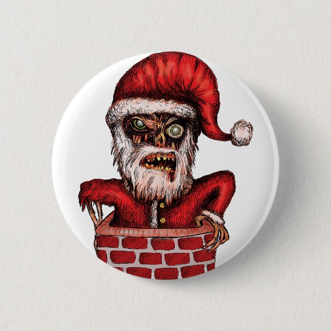 Badge Rond 5 Cm Zombi Père Noël (Devant)