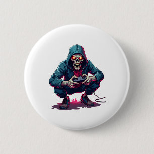 Badge Rond 5 Cm Zombie Gamer - Funny Halloween Gaming Shirt