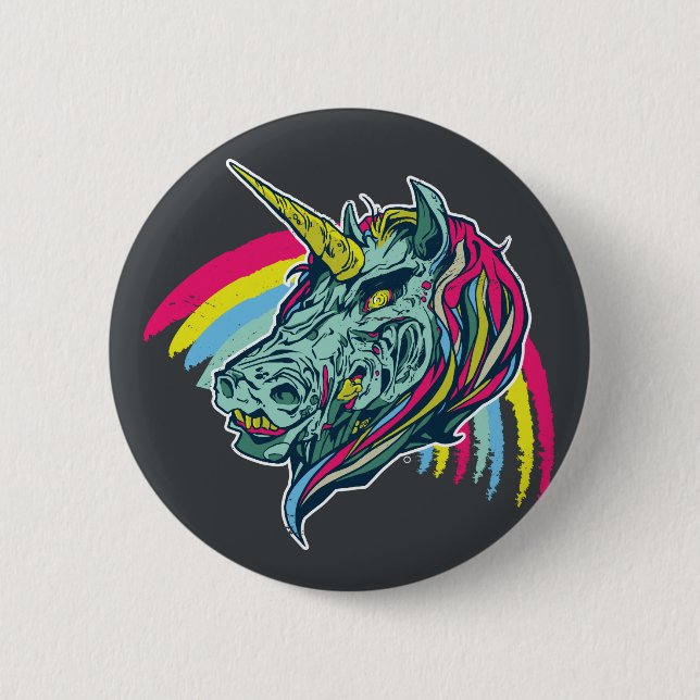 Badge Rond 5 Cm Zombie Unicorn (Devant)