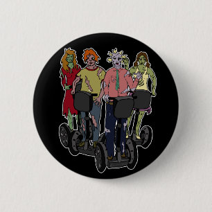 Badge Rond 5 Cm Zombies sur Segways 2, bouton