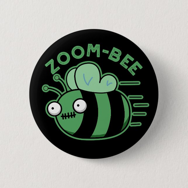 Badge Rond 5 Cm Zoom-bee Funny Zombie Bee Pun Dark BG (Devant)
