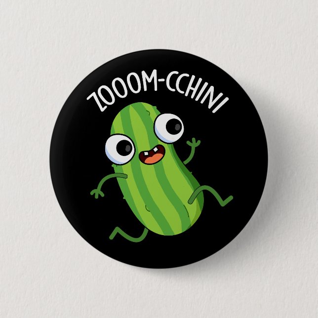 Badge Rond 5 Cm Zoom-cchini Funny Zucchini Pun Dark BG (Devant)