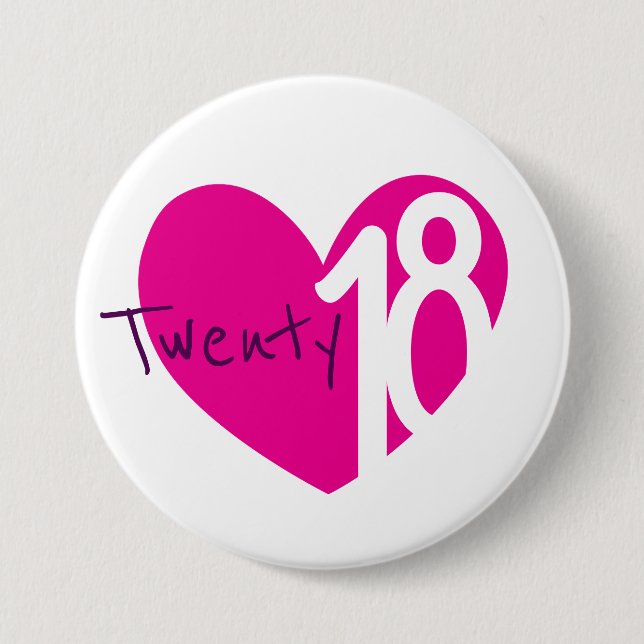 Badge Rond 7,6 Cm 2018 nouvel an amour 2018 bouton/badge (Devant)